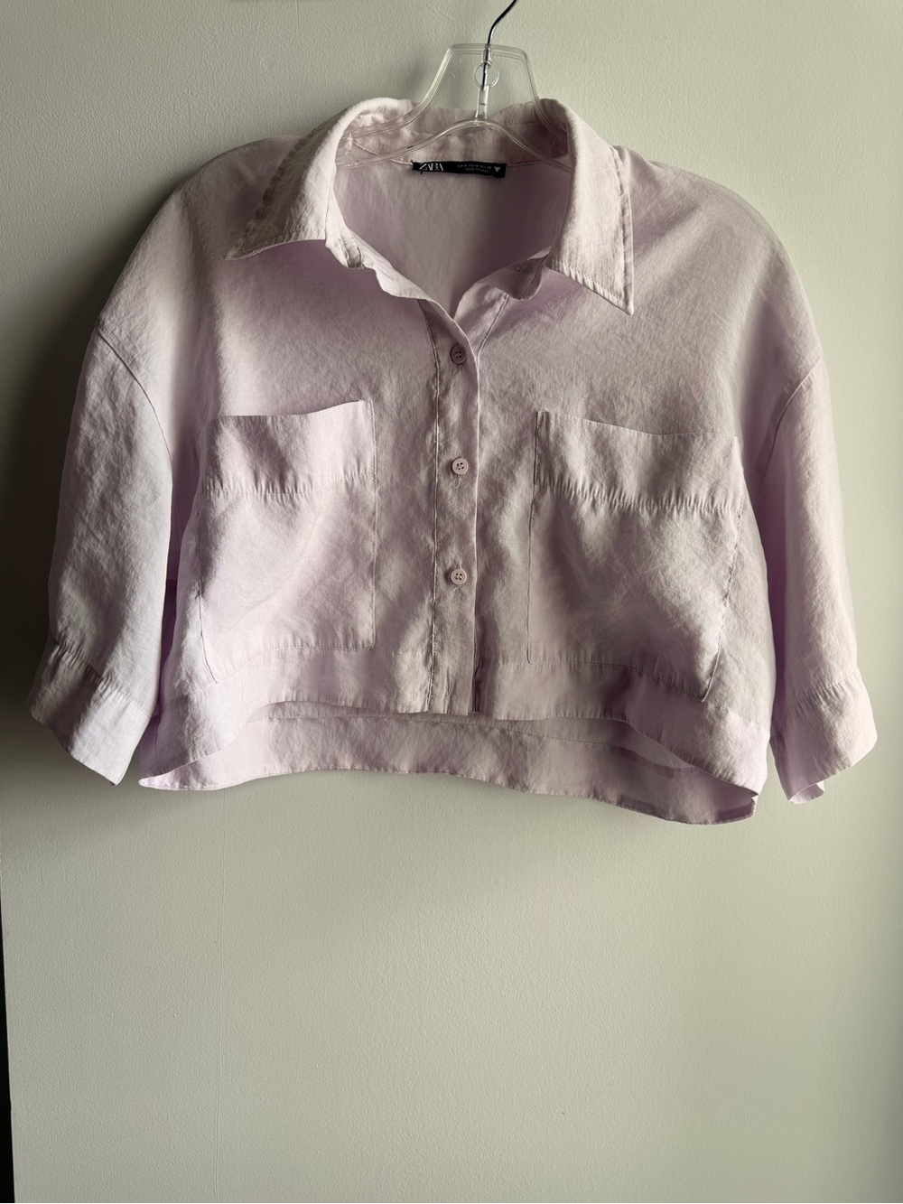 Zara Soft Lavender Short-Sleeve Shirt
